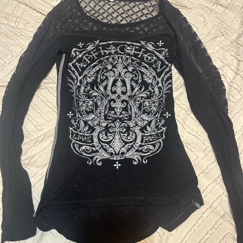 Affliction Y2K Long Sleeve Mesh Top